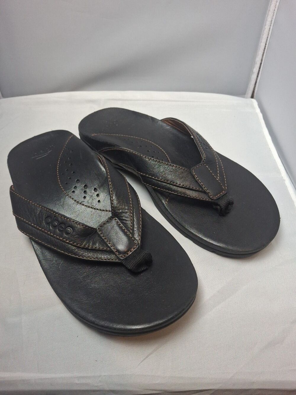 ABEO Doheny B.I.O System Men's Black Leather Orthotic Flip Flops Sandals Size 8
